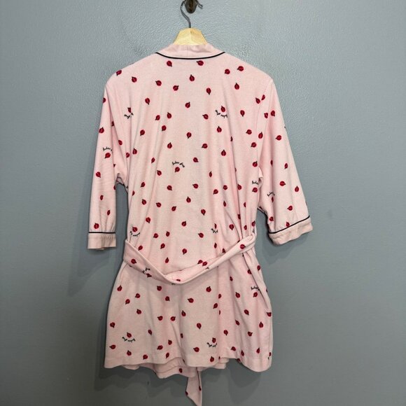 KATE SPADE terry velour leopard robe in ladies first ladybug print size M - Picture 7 of 8